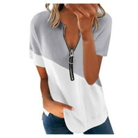 Ženske majice Ženska Moda kontrastni print u boji kratkih rukava ležerna bluza majice Ženske majice siva + 8-10
