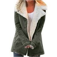 Žene zima topli kaput plus veličina rever dugih rukava s rukom obloge šerpa jakne solidne plišane kapute