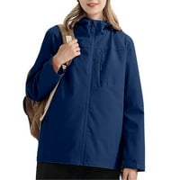 Ženski Planinarski kaput veličine plus veličine, Jednobojni kaput za vježbanje s dugim rukavima otporan na vjetar,