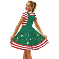Rasprodaja ženske božićne haljine casual haljina s kratkim rukavima u obliku A kroja Božićna zabava mini haljina