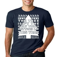 Božićno drvce nije jedino što se ove godine zapali, ružni Božićni džemper, Muška grafička majica, Mornarsko plava,