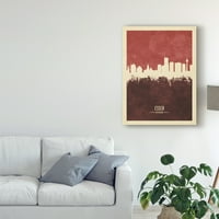 Zaštitni znak likovna umjetnost 'Essen Njemačka Skyline Red II' platno umjetnost Michaela Tompsetta