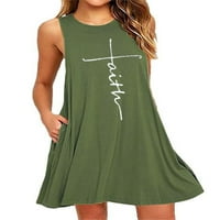Ženske kratke Minidresses za ljuljanje majica majica haljina jednobojna boho vojska zelena