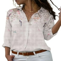 Ženska široka bluza s cvjetnim printom u donjem rublju, ležerna košulja od tunike, radne elegantne košulje na