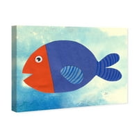Avenue Avenue Avenue životinje zidne umjetničke platnene morske životinje plave ribe - plava, crvena