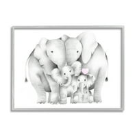 Stupell Industries Dječji slonovi s životinjskim obitelji Slatko ružičasto srce, 14, dizajnirao studio Q