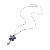 štetno atraktivni cvjetni privjesak ogrlica umetnula ručicu ručice ručice lanac, plavi