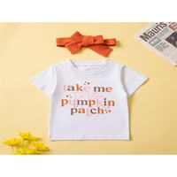 Dojenčana djevojka ljetna odjeća, majica za ispis s kratkim rukavima, majica za ispis + čvrste boje ruffle trokut