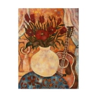 Zaštitni znak likovne umjetnosti 'Gitara i crveni tulipani' platno umjetnost Lorraine Platt