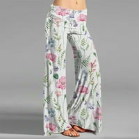 Ženske Palazzo hlače s cvjetnim printom, Ležerne široke flare hlače, hlače za slobodno vrijeme