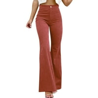 casual hlače za žene Za Žene Jesen / Zima Ženska odjeća jednobojne hlače srednjeg struka uske lepršave hlače baršunaste