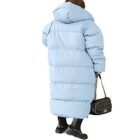 Ženski dugi prošiveni kaput s kapuljačom Maksi duljine, pufer s dugim rukavima, prošiveni kaput, zimska gornja