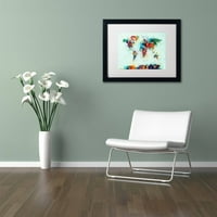 Zaštitni znak likovne umjetnosti Svjetska mapa s prskanjem boja platna umjetnost Michaela Tompsetta, White Matte,