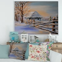 Dizajnerska umjetnost tradicionalna Vikendica prekrivena snijegom zimi tradicionalni uokvireni zidni otisak na