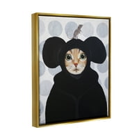 Mačka i miš smiješne životinje životinje i insekti slikanje Zlatni plovak uokvireni umjetnički tisak zidna umjetnost