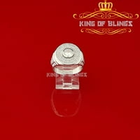 King of Blingov bijeli srebrni srebrni okrugli oblik 4,00CT kubični cirkonij muški prsten Veličina 9