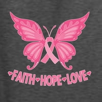 Wild Bobby, leptir ružičasta vrpca vjera nada, svijest o raku dojke, prednji i stražnji muškarci grafički tinejdžer,