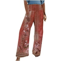 Oalirro široke hlače za žene visokog struka crvenih cvjetnih tiskanih hlača za žene s