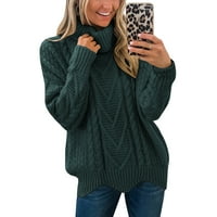 Zimski ženski modni jednobojni džemper s visokim vratom ležerni široki džemper dugih rukava pleteni debeli topli