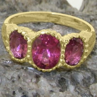 14-karatni prsten od žutog zlata britanske proizvodnje s prirodnim ružičastim turmalinom ženski zaručnički prsten