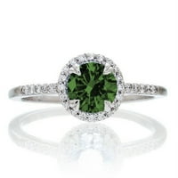 1. Zaručnički prsten s klasičnim dijamantom smaragdno izrezanim 1 karatnim okruglim rezom od bijelog zlata od