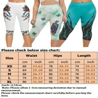 LUMONO Ženske joga hlače za kontrolu trbuha Visoki struk Trčanje leptira tiska Capri gamašci zeleni xl