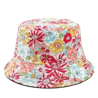 Oprez: ženski ljetni šeširi, ženski šešir za sunčanje s cvjetnim uzorkom, reverzibilni nosivi šešir, pamučni vanjski