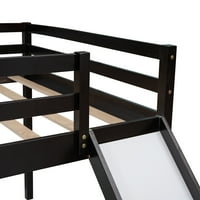 Drveni krevet u potkrovlju za djecu i tinejdžere, moderni krevet u potkrovlju u punoj veličini s toboganom i ugrađenim