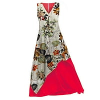 Ženske Ležerne haljine s cvjetnim printom vintage Maksi s izrezom Bez rukava Bez rukava i printom plus haljina
