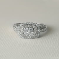 Zaručnički prsten od bijelog zlata od 10 karata s dva dijamanta od dva dijamanta