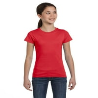 Jednobojne majice za djevojčice s okruglim vratom od pamuka, ružičaste i crvene vrijeske