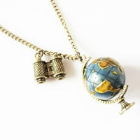 Vintage ogrlica s globusom planet Zemlja karta svijeta umjetnički Privjesak kuglični lanac džemper Duga ogrlica