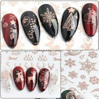naljepnice za nokte 5 božićna serija zlatno reljefno crveno zeleno ružičasto zlato naljepnice za nokte snijeg