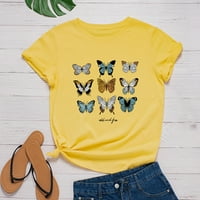 odjeća ženska modna ležerna široka majica s okruglim vratom s printom leptira