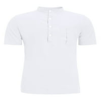 Muška ležerna Osnovna majica s džepom, majice običnog kroja, radna modna bluza kratkih rukava, bijela, 3 inča