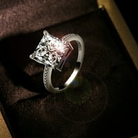 Kvadratni cirkonski prsten ženski modni zaručnički prsten za žene i djevojke modni jednostavni cirkonski prsten