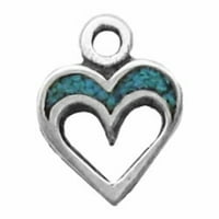 Sterling Silver 20 mini izrezano srce s imitacijom plave i tirkizne mrvice optočeno privjeskom od ogrlice