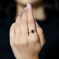 Marquise Black Ony Pasijans keltski prsten s dijamantima - AAA ocjena, 14K žuto zlato, američki 3,50