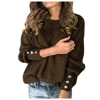 Ženska jesenska Moda ženski džemperi Ženska Moda jednobojni pulover s okruglim vratom topli džemper s dugim rukavima