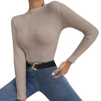 Jeseni košulje žene žene pola kornjača dugih rukava pleteni gornji gornji rok termičke majice dugi rukavi