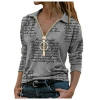košulje s dugim rukavima za žene, ženske bluze s patentnim zatvaračem s izrezom i dugim rukavima, majice, tunike,