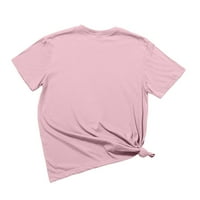Ženske majice, ležerna bluza s okruglim vratom, ženske cvjetne košulje, ljetna ružičasta s kratkim rukavima;