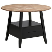 Okrugli stol za stol od 1 ladice u hrastovoj jukoni i crnoj boji