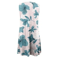 Ljetne haljine za žene Bez rukava s okruglim vratom s printom leptira mini sunčanica s izdubljenim rubom Tunika