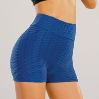 Žene visoki struk rastezaljke za trčanje fitness joga hlače naborane biciklističke kratke hlače joga hlače tamnoplave