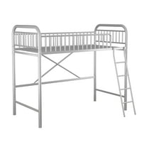 Kompaktni metalni krevet u potkrovlju, dva odvojena kreveta za djecu, srebrna