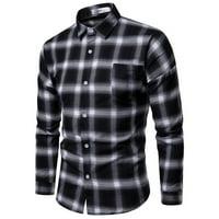 Blueek muški modni posao Leisure Plead Tiskanje košulje s dugim rukavima bluza bluza