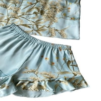 Mubineo ženska pidžama set, meki cvjetni ispis crop Cami vrhovi + kratke hlače set svilene odjeće za spavanje