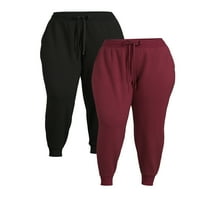 Atletic Works Women Plus Size Jogger hlače s džepovima, 2-pack