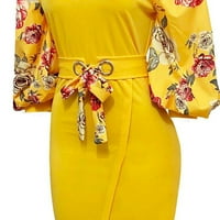Haljine Za Žene Ležerne ženske modne Ležerne haljine s cvjetnim printom i rukavima s mjehurićima srednje duljine